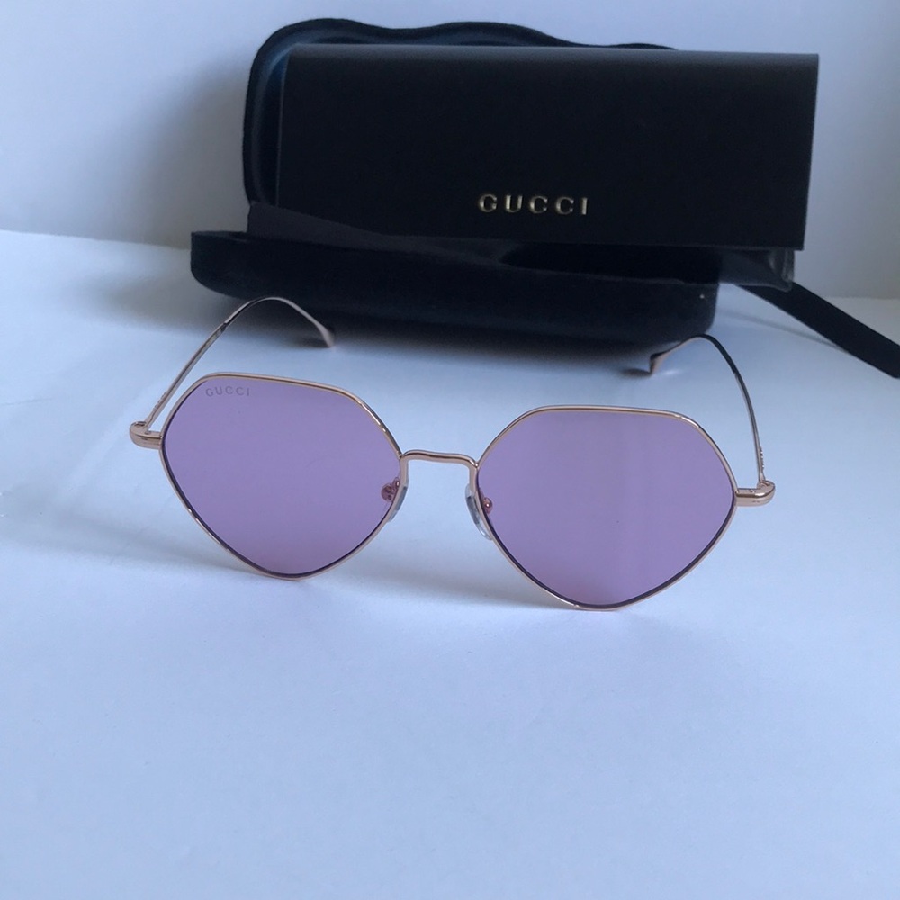 Gucci GG1182s Women's Pink Lens Metal Frame Sunglasses